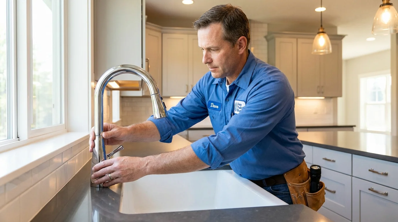 Kitchen faucet installation by Johns Plumbing LLC in Truro