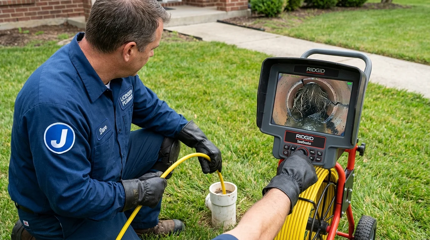 Sewer camera inspection being performed by Johns Plumbing LLC in Truro