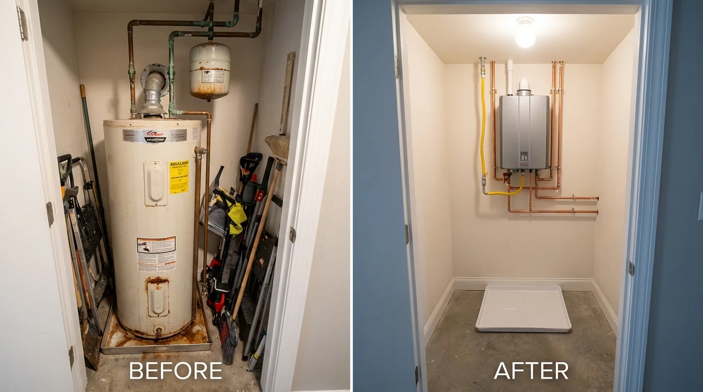 Tank water heater versus wall-mounted tankless unit comparison for Truro, MA homeowners